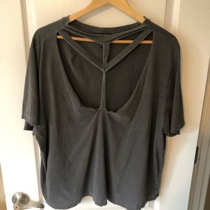 Forever 21 Open Front Cut Out Short Sleeve Top